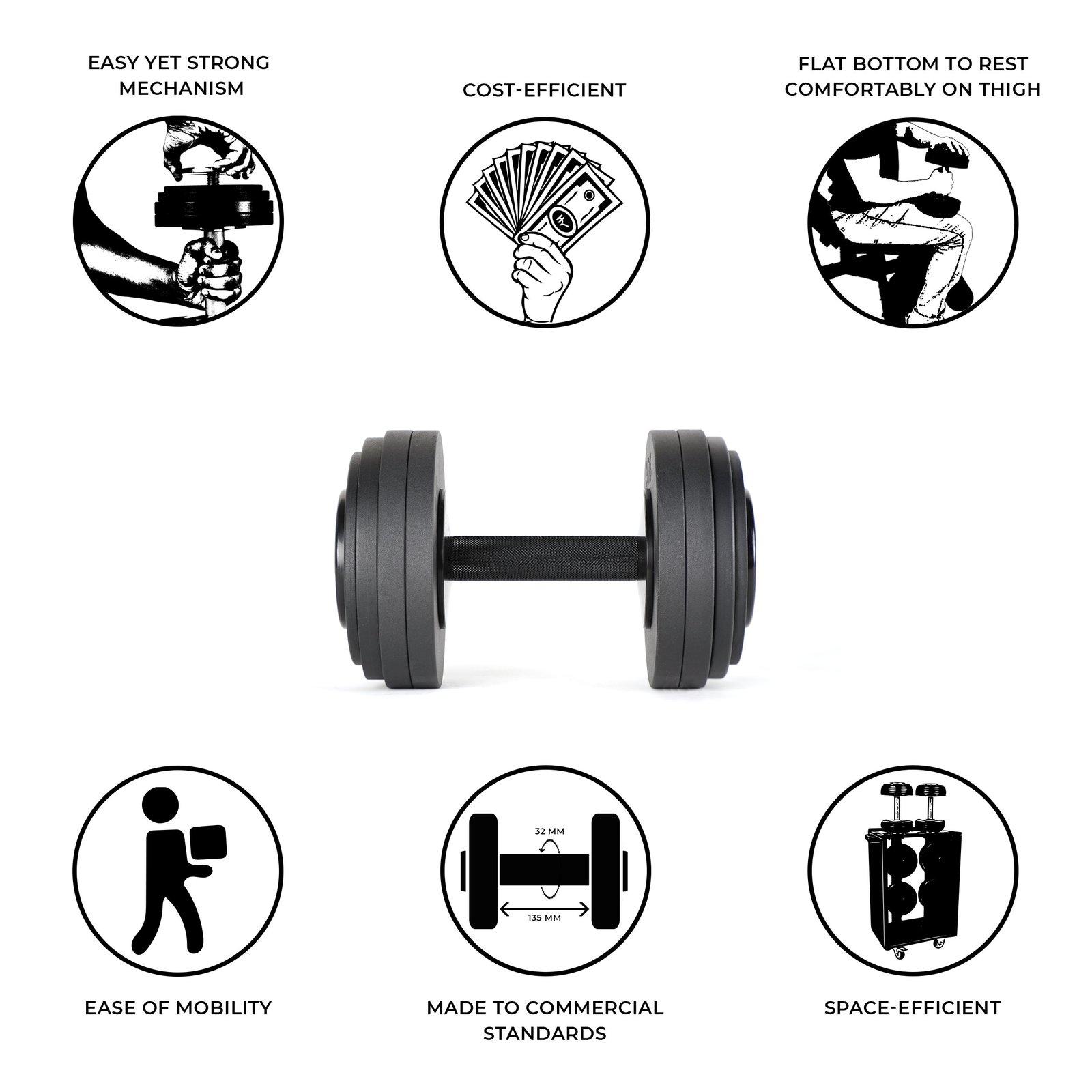 T-ReX Adjustable Dumbbell Kit – Dark Knight Edition - Image 3